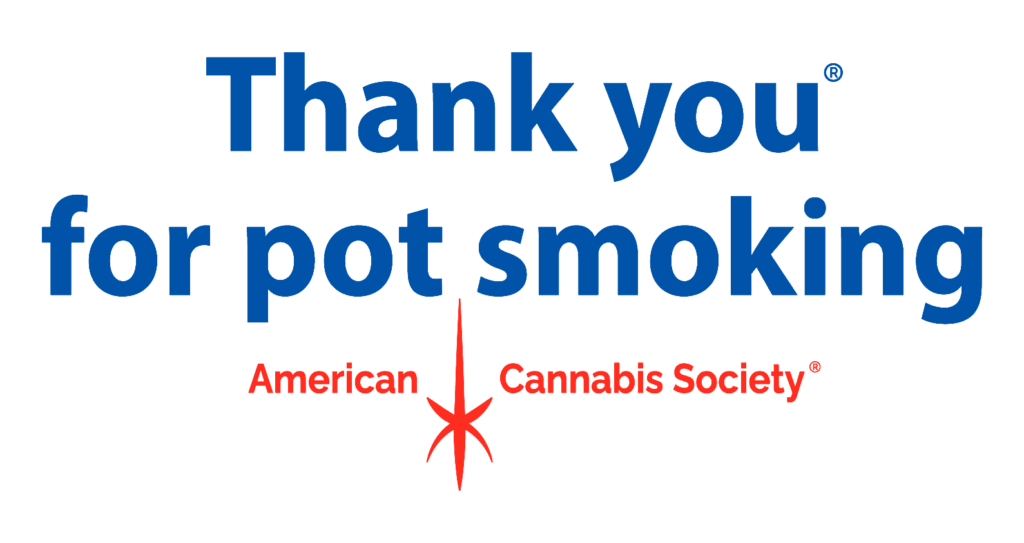 Thank You For Pot Smoking logo, the GreenRX brand tagline from American Cannabis Society